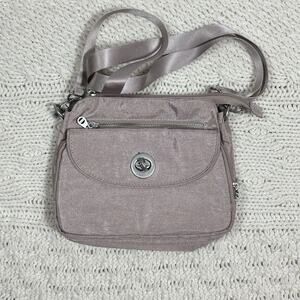Baggallini Crossbody Bag Taupe Nylon Travel Organizer Adjustable Strap